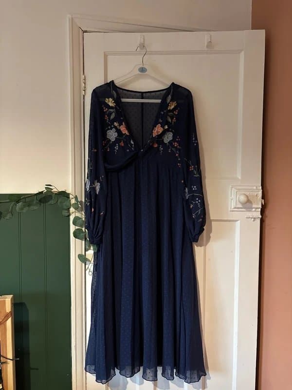 ASOS ASOS petite navy embroidered pretty dress