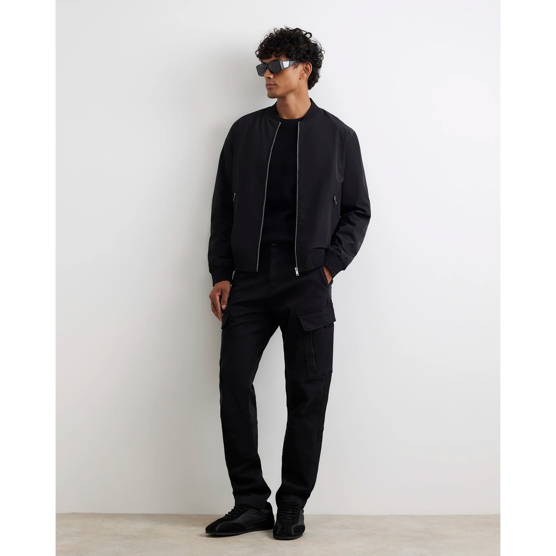 River Island Mens River Island Black Skinny Fit Cotton Cargo Trousers