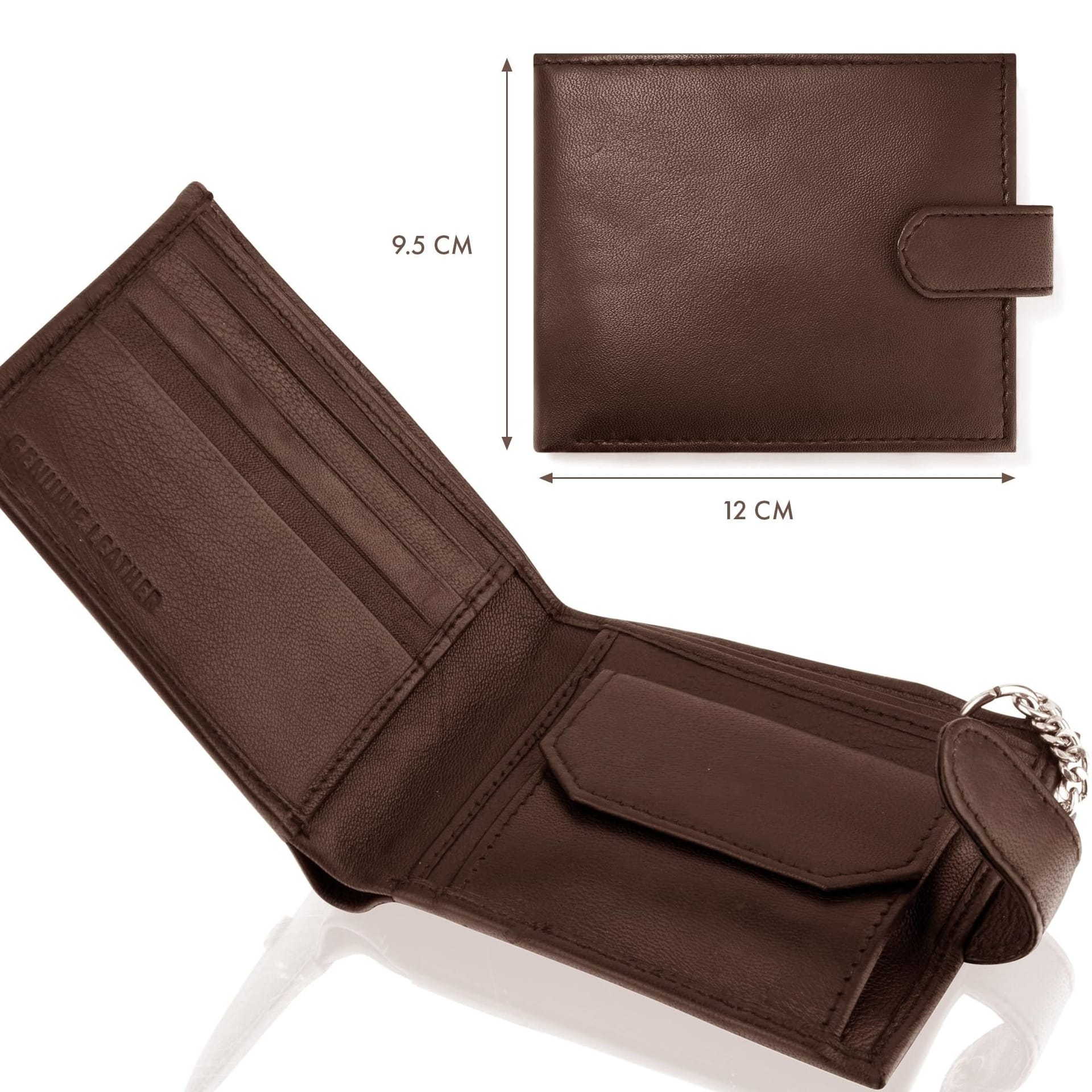 Woodland Leathers Woodland Leathers Men's Men's RFID Leather Biker Wallet with Chain & Coin Pocket in Brown - 4