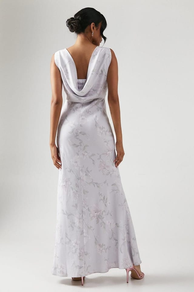 Coast Coast Women's Printed Cowl Back Bridesmaid Dress in Lilac Haze - 3