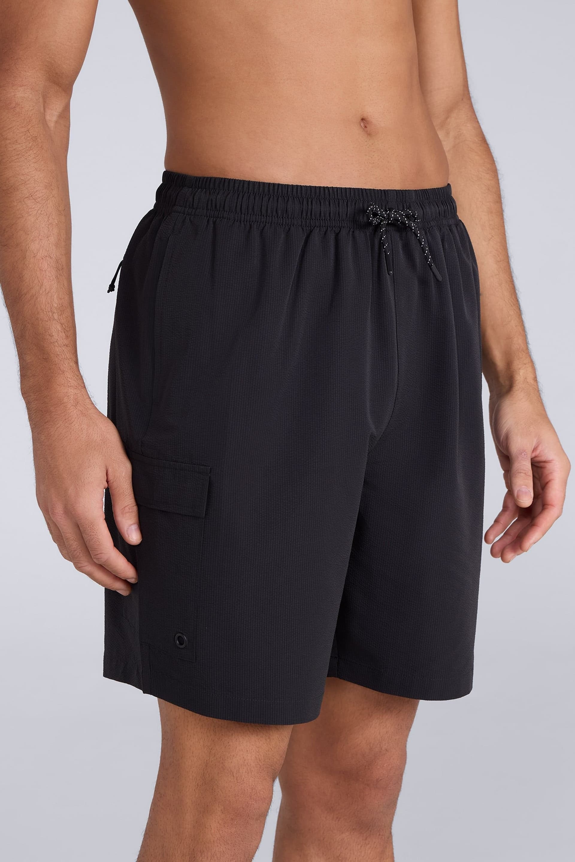 Animal Animal Men's 'Dockside' Lightweight Elastic Waistband Pockets Beach Swim Shorts in Black