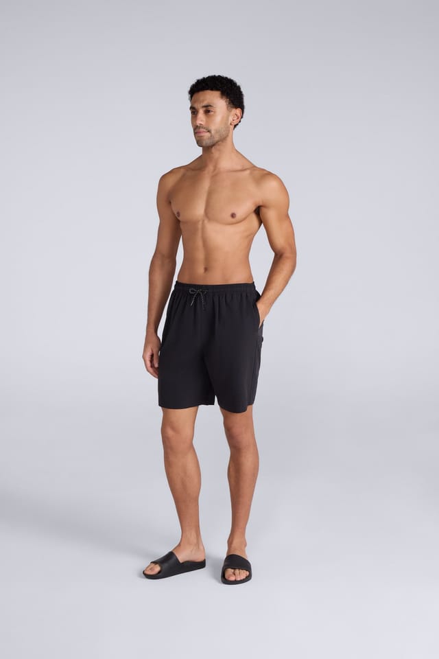 Animal Animal Men's 'Dockside' Lightweight Elastic Waistband Pockets Beach Swim Shorts in Black - 2