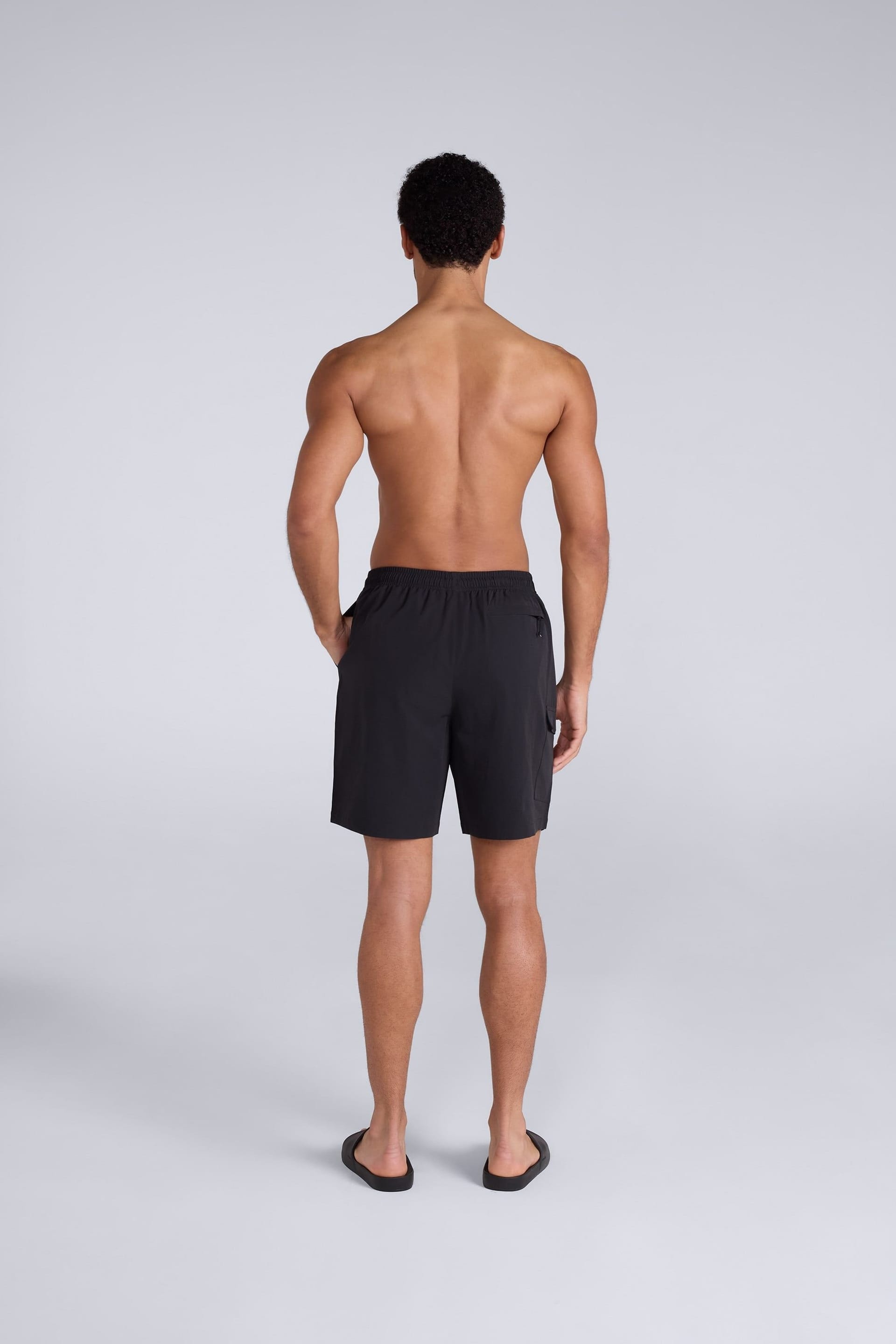 Animal Animal Men's 'Dockside' Lightweight Elastic Waistband Pockets Beach Swim Shorts in Black - 4