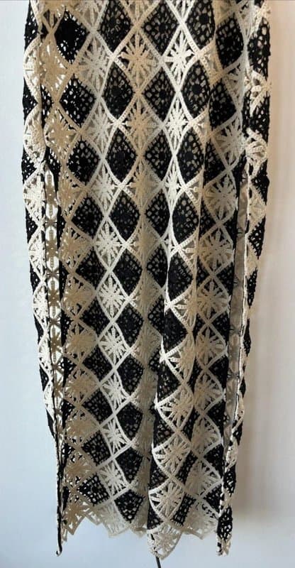 New Look New look - crochet summer beach maxi cover up dress - size 10 - black/ white