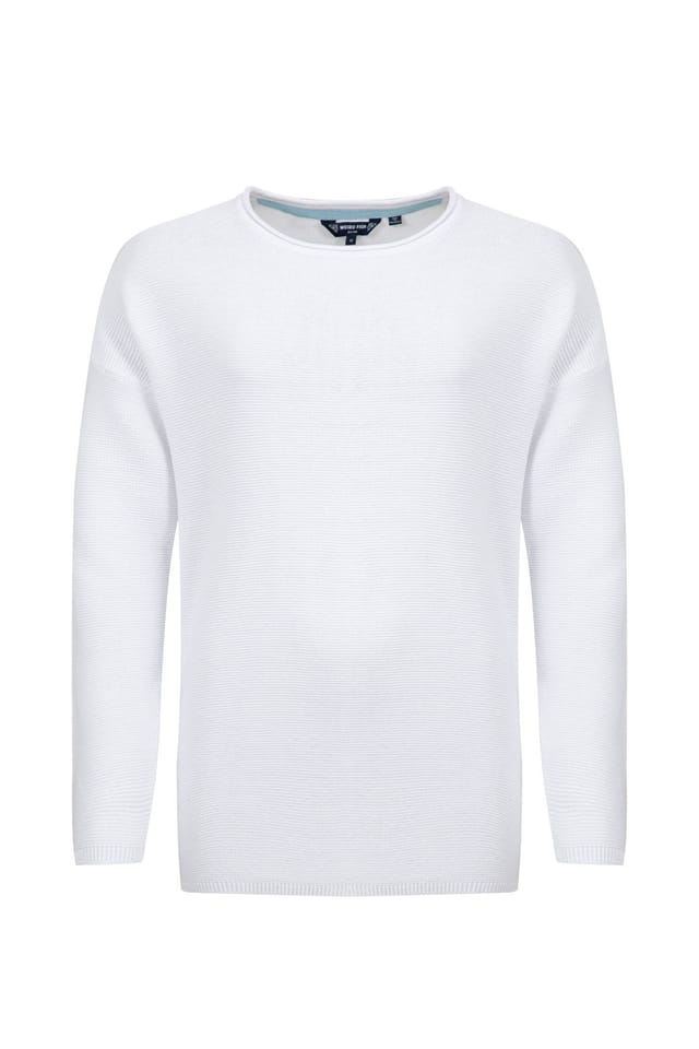 Weird Fish Weird Fish Women's Dalla Knitted Crew Neck Jumper in White - 2
