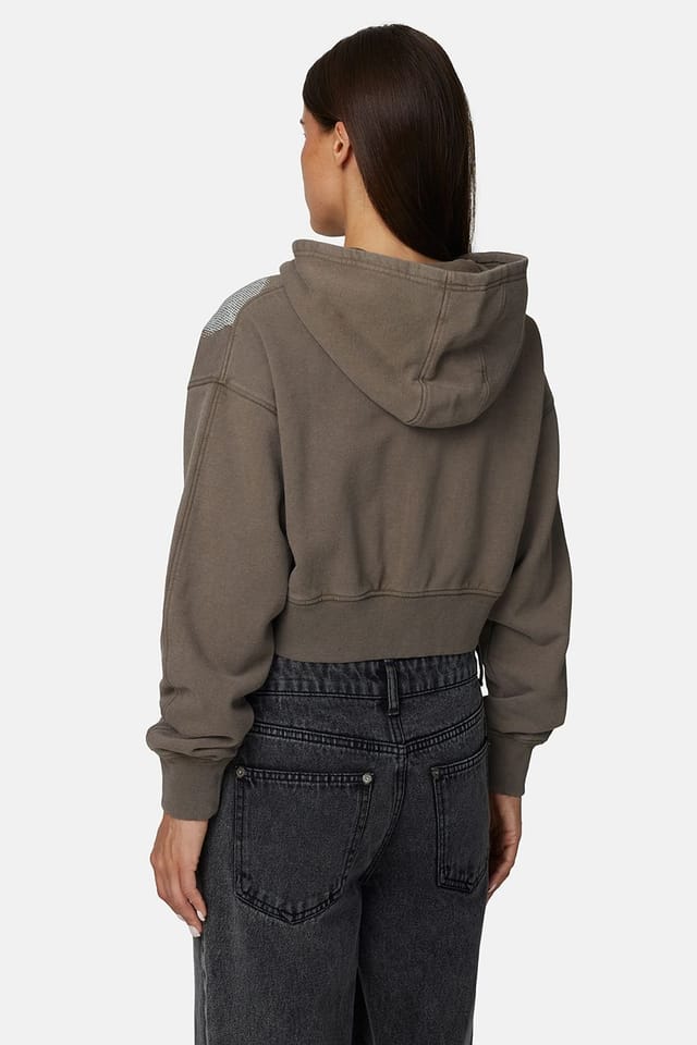 Good For Nothing Good For Nothing Women's Cropped Zip Hoodie with Graphic Print in Brown - 2