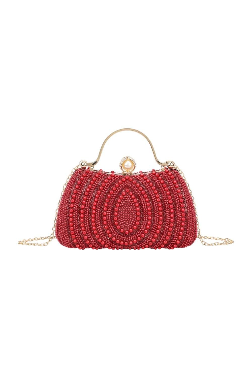 D2C D2C Women's Deco Halo Beaded Bag in Red