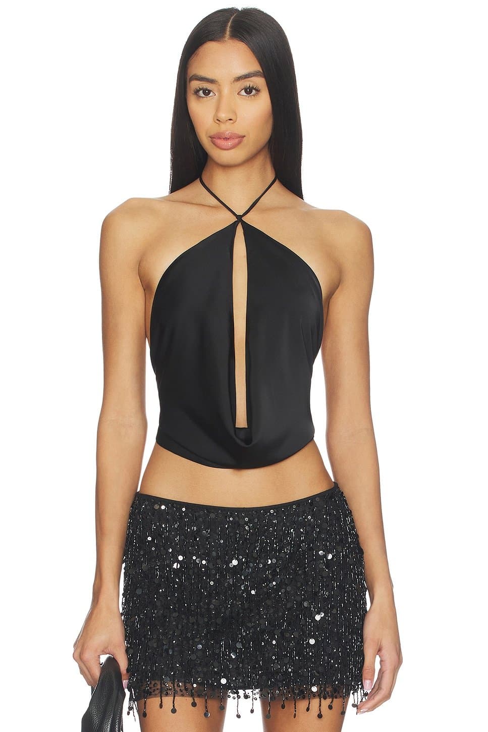 revolve Revolve Black Silk Halter Top