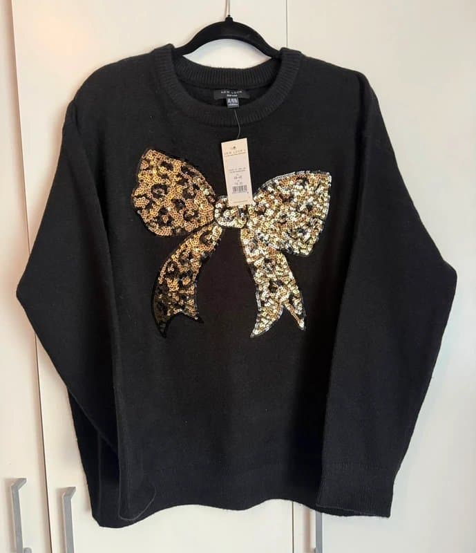 New Look New Look Curves size 18/20 black sequin bow jumper BNWT
