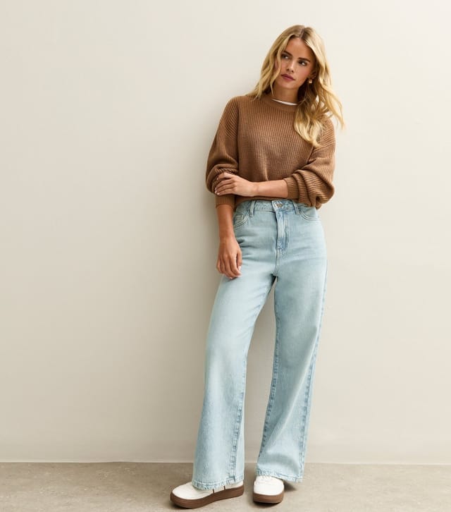 New Look Women's Petite Light Blue Adalae High Waist Wide Leg Jeans New Look - 2