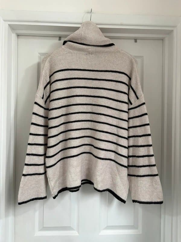 New Look Cosy Women's New Look Stripy Oversized Knitted Sweater Jumper Top size M 12-14