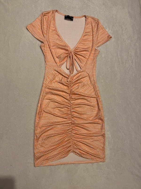 ASOS Design ASOS Orange ruched cut out mini dress size 8