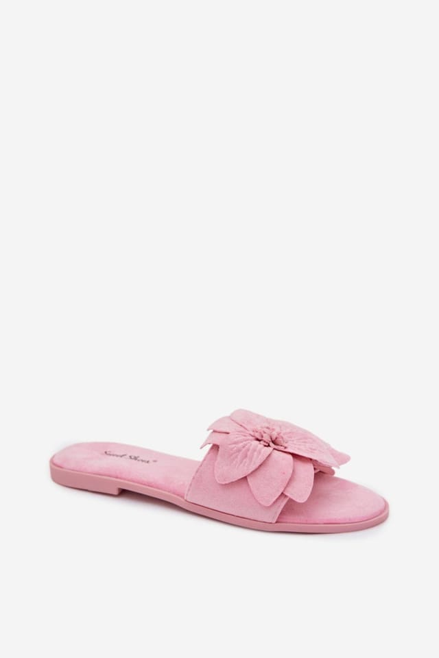 Love Lace Love Lace Women's Suede Flat Sandals with Floral Strap Soft Insole Comfort in Pink - 2