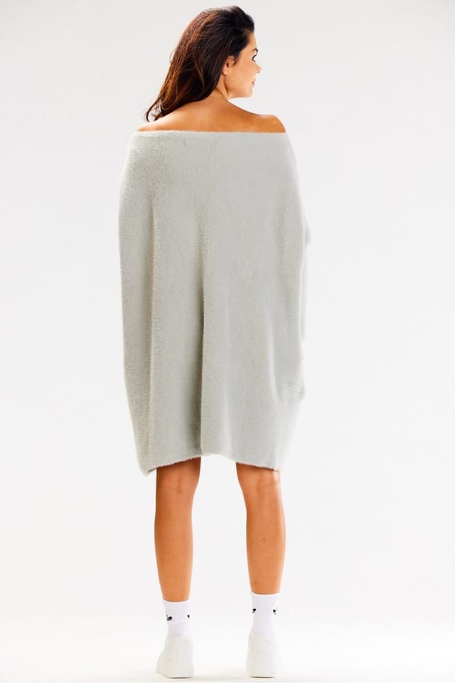 Love Lace Love Lace Women's Oversized Long Sleeve Knitted Sweater Fuzzy Hair in Grey - 3