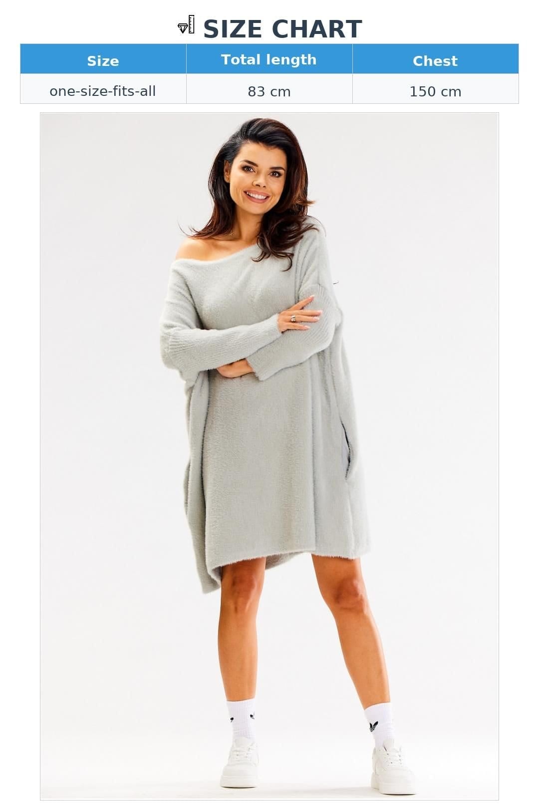 Love Lace Love Lace Women's Oversized Long Sleeve Knitted Sweater Fuzzy Hair in Grey - 4