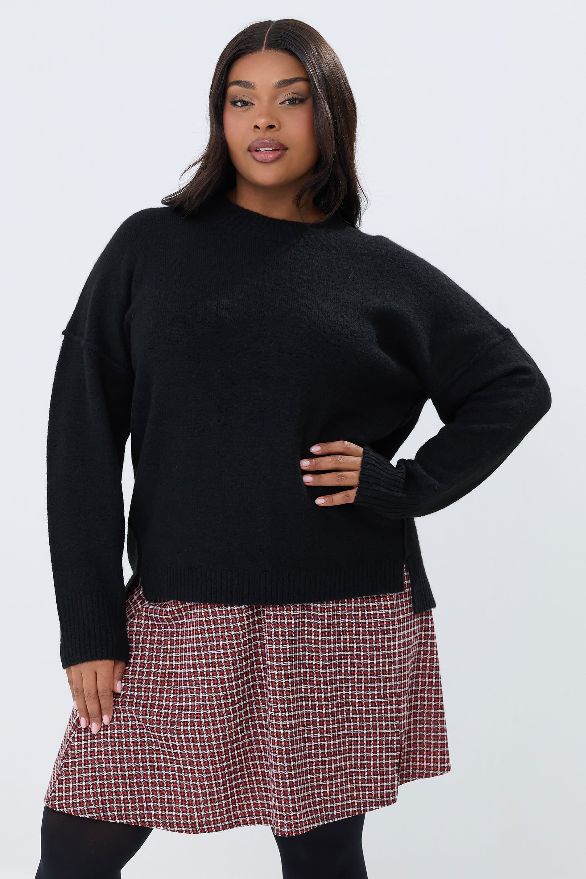 Yours Plus Size Red Check Mini Skirt