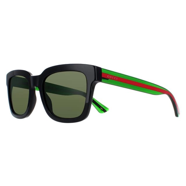 Gucci Gucci Men's Rectangle Black & Green With Red Stripe Green GG0001SN - 2