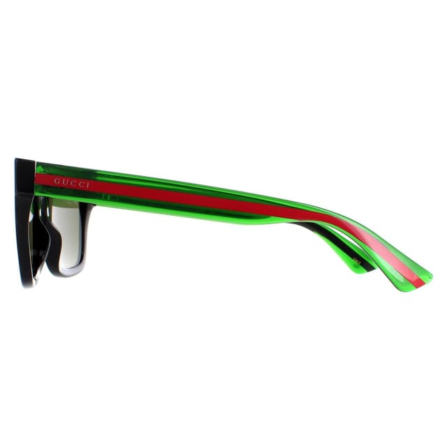 Gucci Gucci Men's Rectangle Black & Green With Red Stripe Green GG0001SN - 3