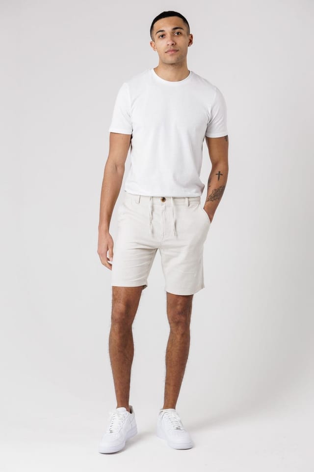Tokyo Laundry Tokyo Laundry Men's Cotton Linen Shorts with Drawstrings in Natural - 3