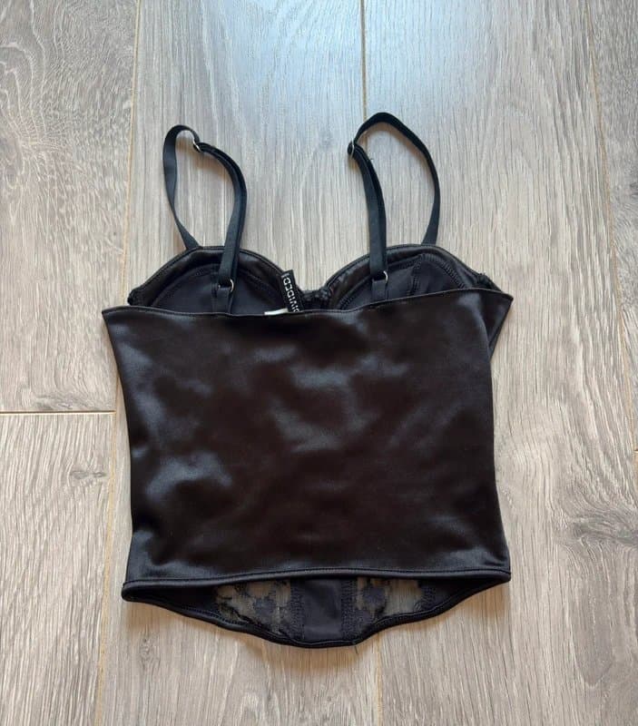 H&M H&M black satin corset cami top