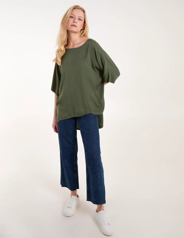 Blue Vanilla Button Back Viscose Top - 2