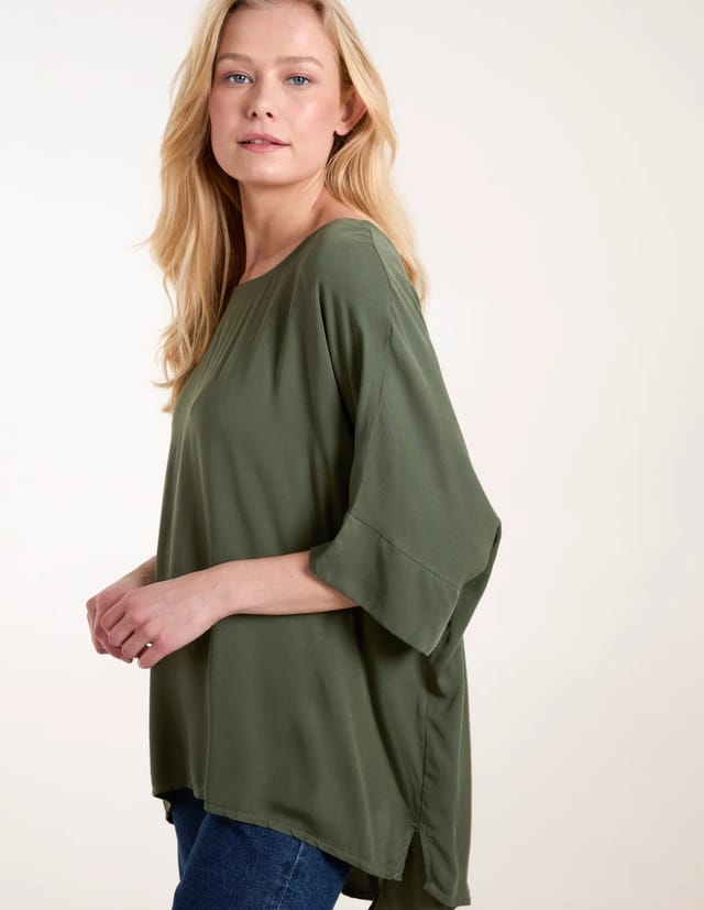 Blue Vanilla Button Back Viscose Top - 3
