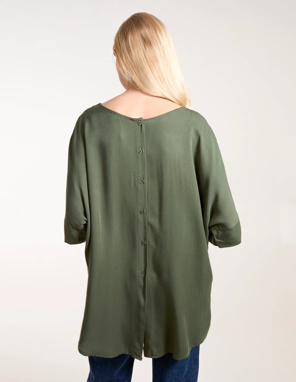Blue Vanilla Button Back Viscose Top - 4