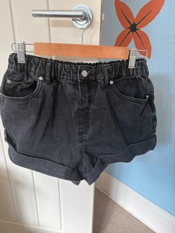 ASOS Black Denim Elastic Waist Shorts