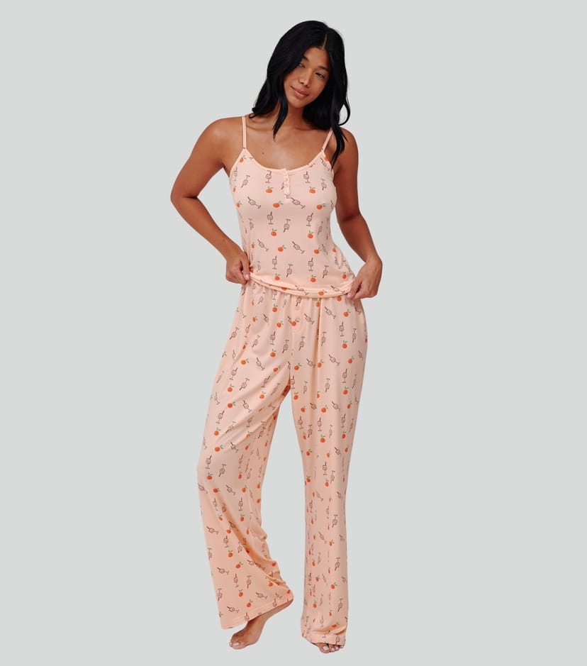 Loungeable Women's Orange Cocktail Print Cami and Trousers Pyjama Set Loungeable New Look - 1