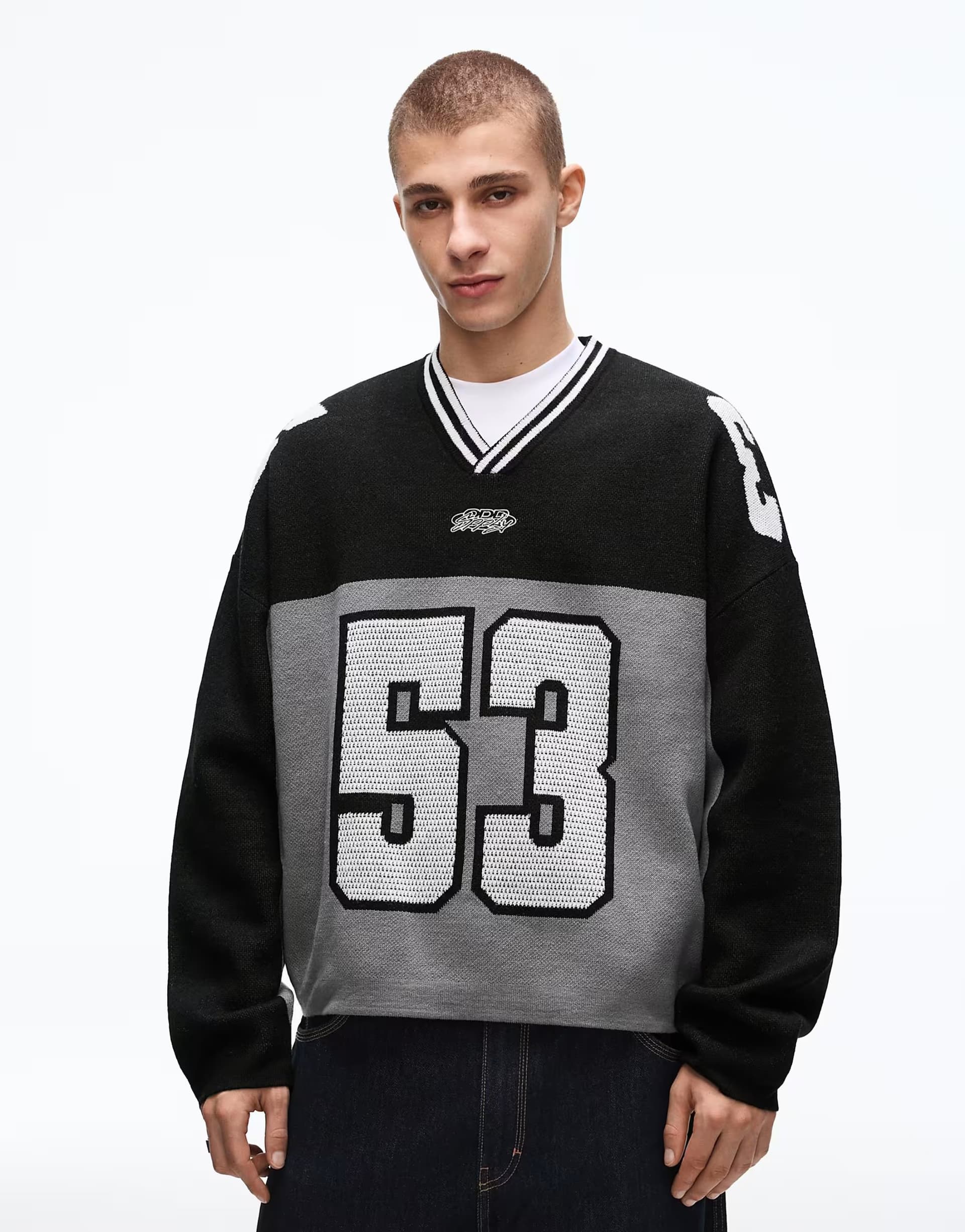 ASOS Bershka Sport print jumper in black