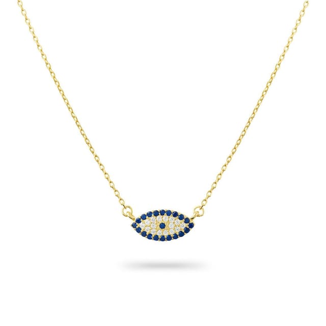 Gold Trip Gold Trip Women's Blue Lucky Evil Eye Necklace & Earrings Set in Gold - 3