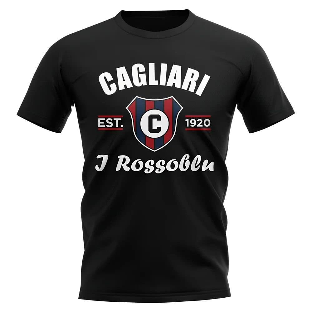 Cagliari Cagliari Men's Personalised Established Football T-Shirt in Black