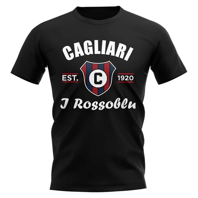 Cagliari Cagliari Men's Personalised Established Football T-Shirt in Black - 2