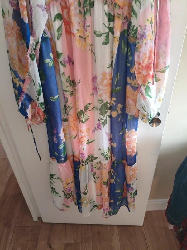 ASOS Design ASOS Design Curve long sleeve chiffon smock midi dress in oversized floral print