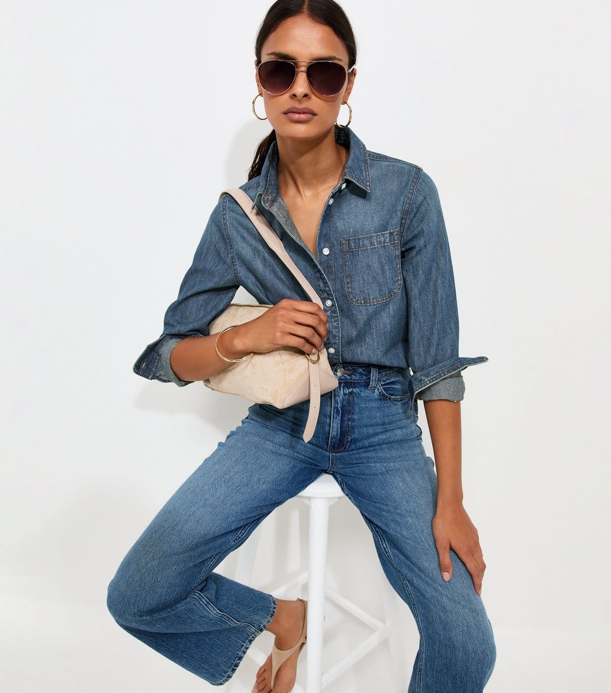 New Look Blue Denim Long Sleeve Classic Shirt