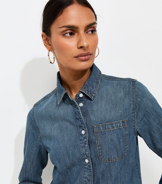 New Look Women's Blue Cotton Long Sleeve Classic Denim Shirt New Look - 3