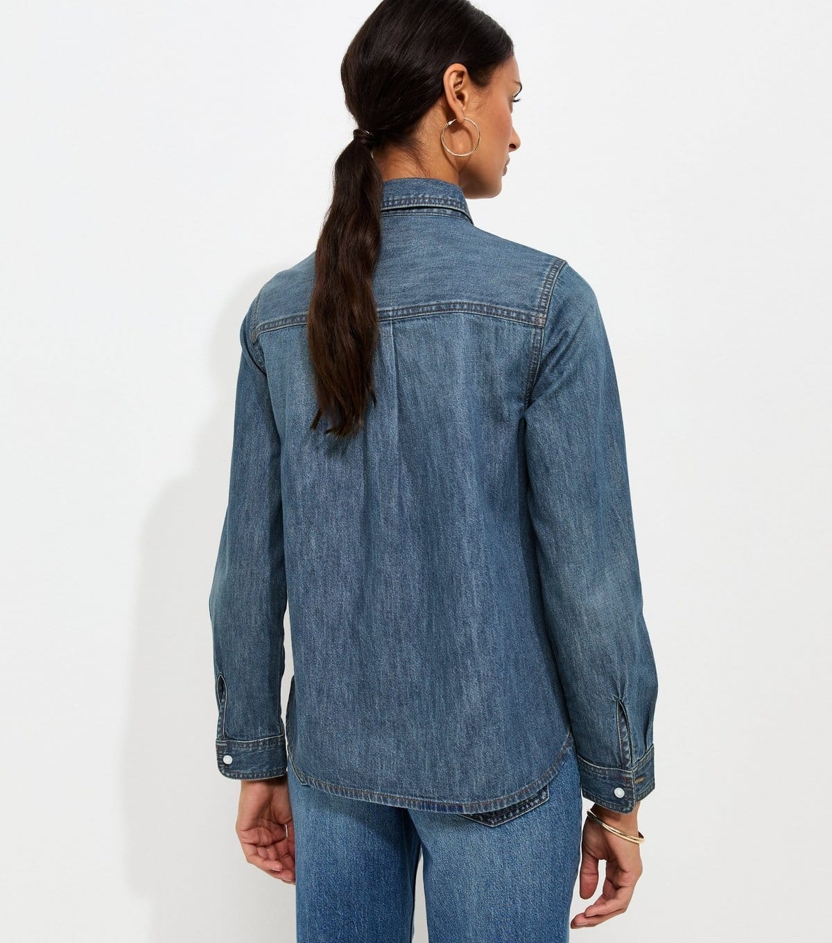 New Look Women's Blue Cotton Long Sleeve Classic Denim Shirt New Look - 4