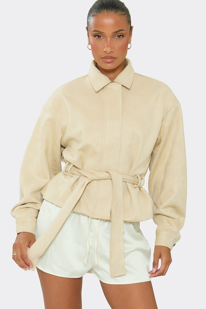 EGO EGO Women's Long Sleeve Collared Jacket in Ecru - 1