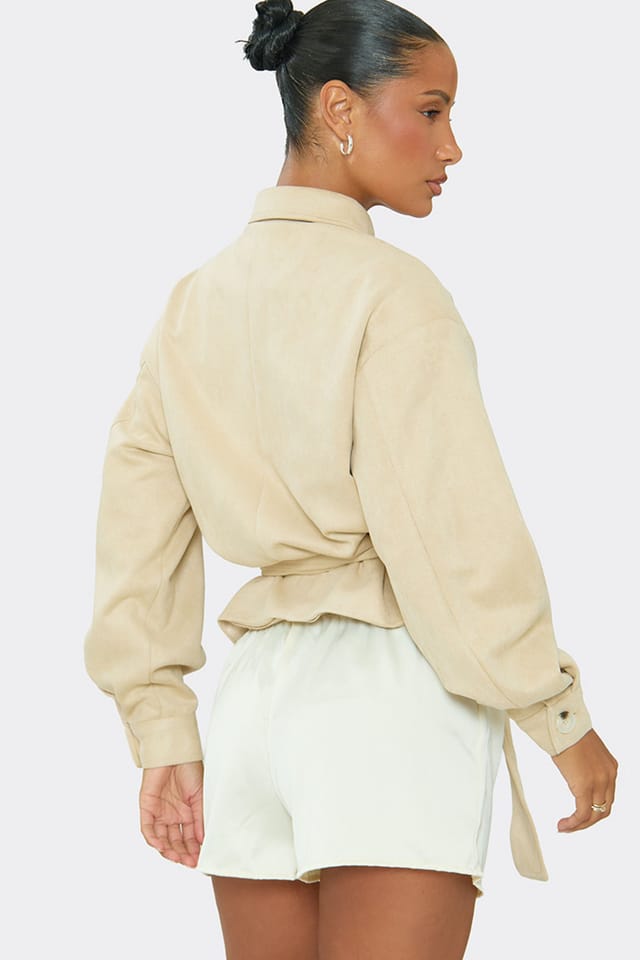 EGO EGO Women's Long Sleeve Collared Jacket in Ecru - 2