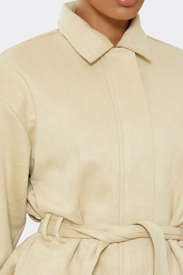 EGO EGO Women's Long Sleeve Collared Jacket in Ecru - 3