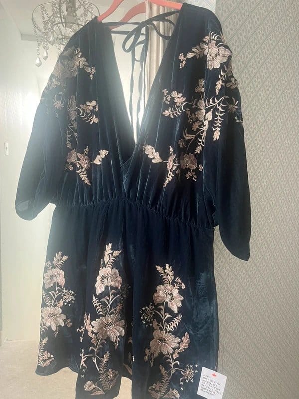 ASOS Navy Velvet Floral Beach Coverup