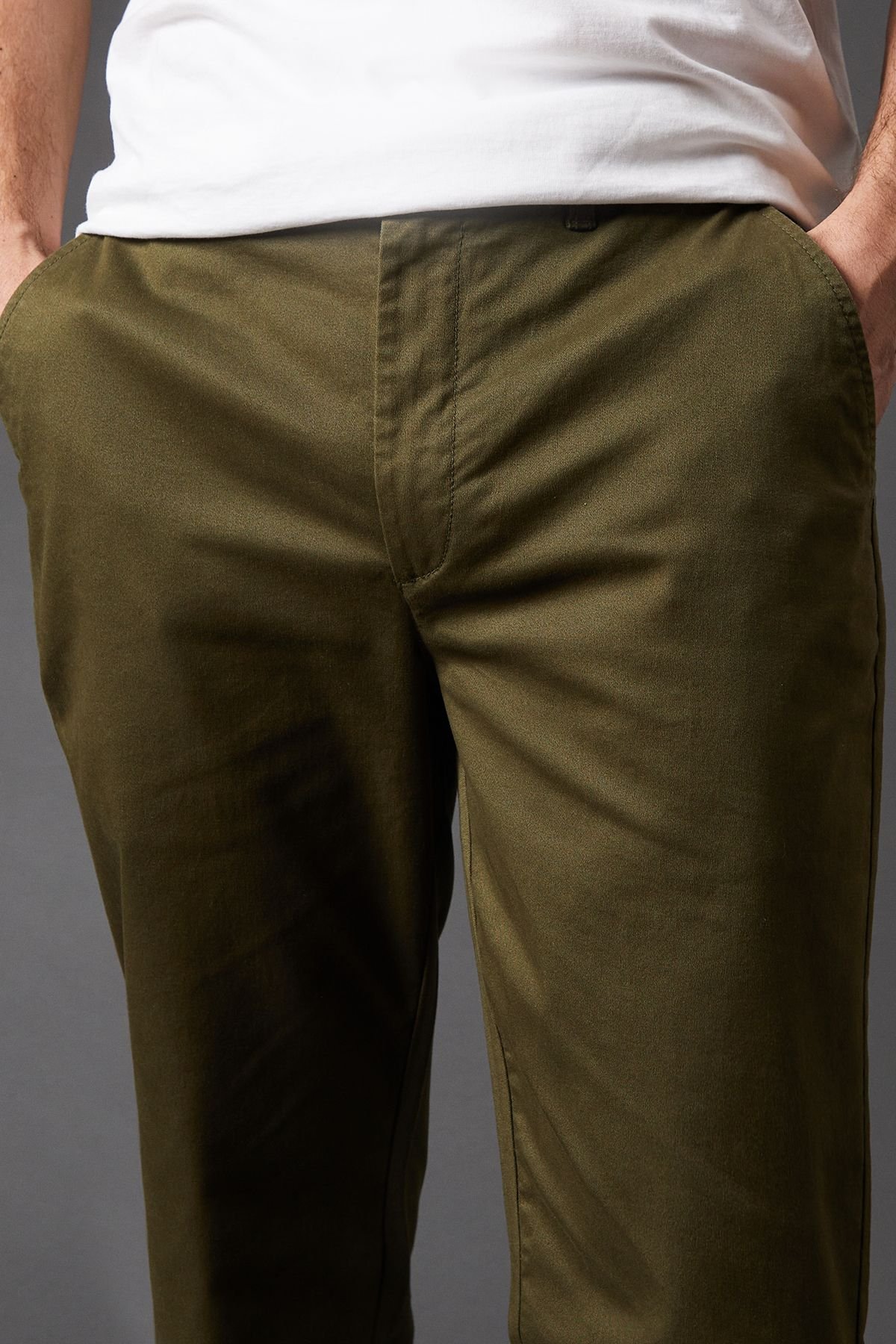 Burton Burton Men's Khaki Slim Fit Chino Trousers - 2