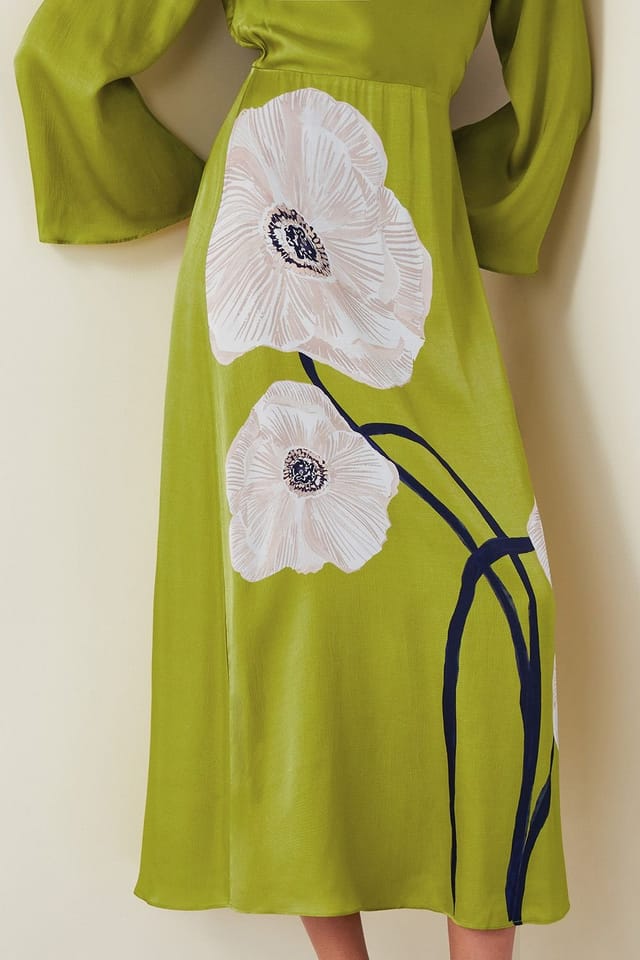 Monsoon Monsoon Women's Molly Floral Print Satin Dress Black in Green - 2