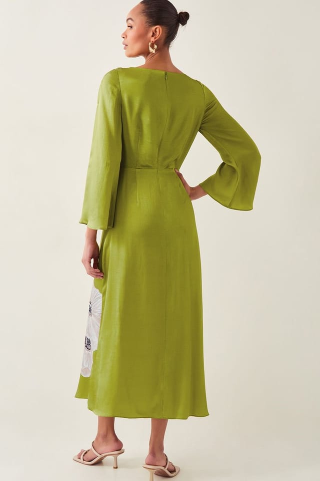 Monsoon Monsoon Women's Molly Floral Print Satin Dress Black in Green - 3