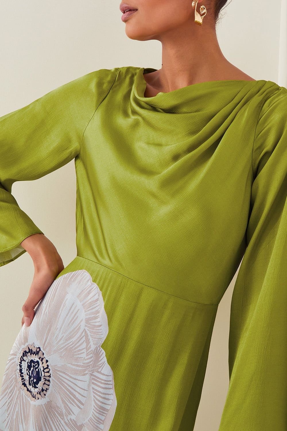 Monsoon Monsoon Women's Molly Floral Print Satin Dress Black in Green - 4