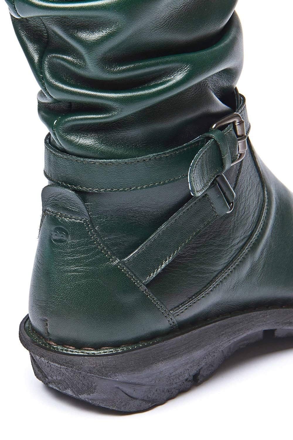 Moshulu Moshulu Women's 'Teacake' Slouchy Mid-Length Leather Boots in Bottle Green - 4