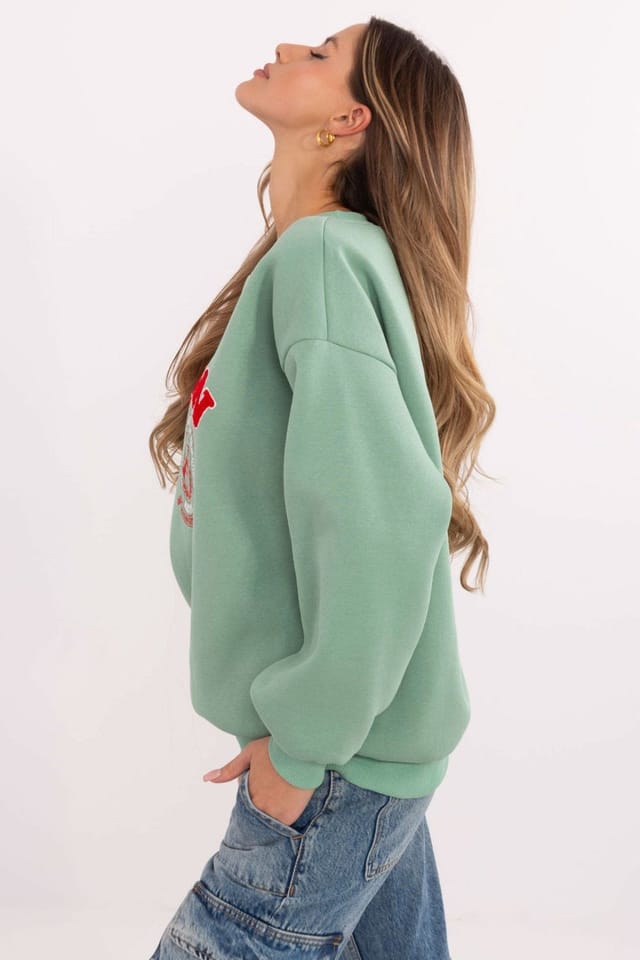 Love Lace Love Lace Women's Cotton Polyester Fleece Print Sweatshirt in Green - 2