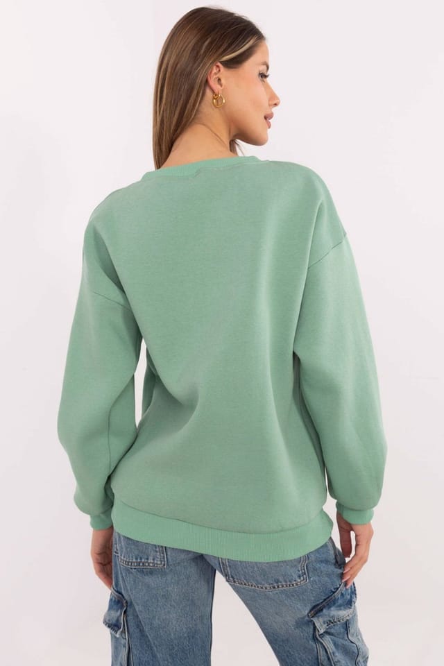 Love Lace Love Lace Women's Cotton Polyester Fleece Print Sweatshirt in Green - 3