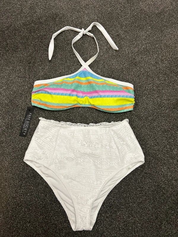 asos bottoms free society top New mix & match padded halter neck high waist bikini size 12.    K9