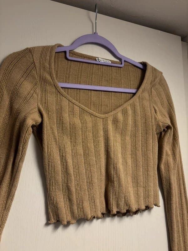 Bershka Brown knit long sleeved top
